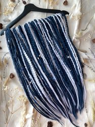 dark blue and gray synthetic crochet de dreadlocks and braids ready to ship, dreads extensions, faux locs, fake dreads