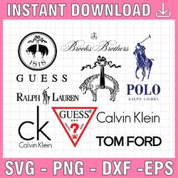 logo brand bundle svg brooks brothers svg, calvin klein svg, ralph lauren svg, tom ford svg, guess svg, polo svg