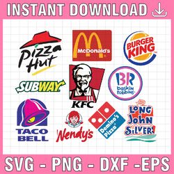 logo brand bundle svg mcdonald's svg, kentucky fried chicken svg, kfc svg, taco bell svg, pizza hut svg, burger king svg