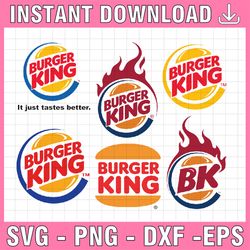 burger king logo bundle svg, png, jpg instant download, silhouette cutting files