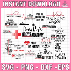 greys anatomy bundle svg, greys anatomy clipart svg, png, instant download, silhouette cutting files