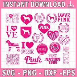 love pink bundle svg file love pink clip art love pink vs love pink printable decal dog cricut silhouette eps,dxf,png,pd