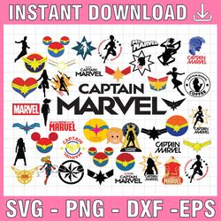 45 designs captain marvel files bundle layered items, captain svg, clipart, cut file, for cricut, digital vector file