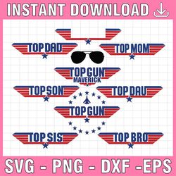 top dad svg, top mom svg, top bro svg, top sis svg, top son svg, top dau svg, topgun svg, topgun blank svg, personalize,