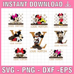 bundle disney louis vuitton svg, png, eps, dxf, pdf, mickey svg, mickey mouse svg, minnie mouse svg, mickey minnie svg,