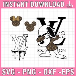 lv logo brand svg, mickey fashion svg, mickey matching couple svg, instant digital download svg transparent off white