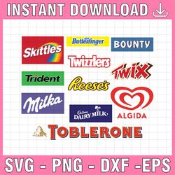 toblerone logo svg, twix svg for cricut, milka logo svg, trident, skittles svg, instant download