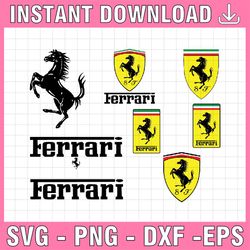 ferrari vector svg, eps, dxf, png high res, jpg, pdf, webp cricut & silhouette cut files digital download active