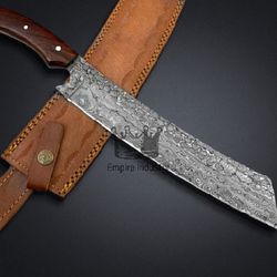 hover to zoom 17'' long handmade damascus steel full tang bread slicer outdoor/ indoor kitchen