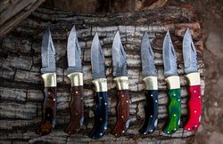 set of 7 handmade damascus steel folding knives, fixed blade with sheath - outdoor camping by empire industry