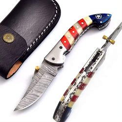 wood handle damascus steel amazing folding knife pocket camping knife with sheath survival knife medieval sword