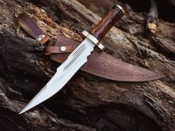 handmade high carbon steel combat hunting bowie with sheath fixed blade gift survival knife medieval sword gift for him