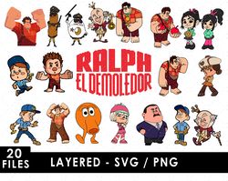 wreck it ralph svg files, wreck it ralph png files, vector png images, svg cut file for cricut, clipart bundle pack