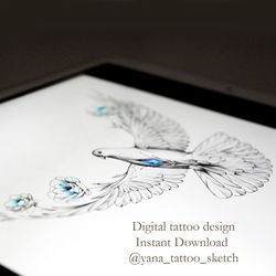 dove tattoo design bird dove tattoo drawing ideas, instant download jpg, pdf, png