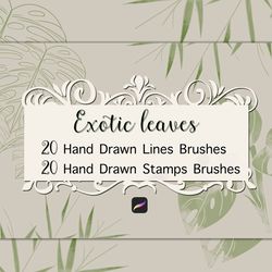 40 stamps of exotic leaves procreate