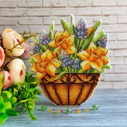 daffodil cross stitch pattern spring cross stitch pattern flower cross stitch pattern blue can cross stitch pattern