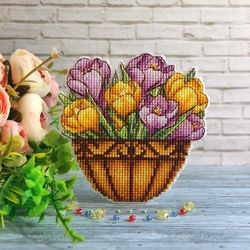 crocus cross stitch pattern spring cross stitch pattern flower cross stitch pattern yellow cross stitch pattern