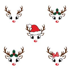 christmas reindeer faces svg png bundle, girl reindeer svg, boy reindeer svg, cute reindeer face svg cricut, mega christ