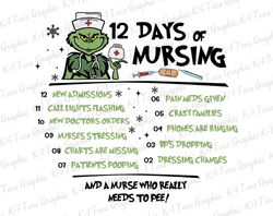 12 Days Of Nursing Grinchmas Png, Christmas Nurse Grinchmas Png, Christmas Png, Funny Registered Nurse Png, Nurse Life P