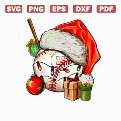 vintage christmas baseball santa hat png