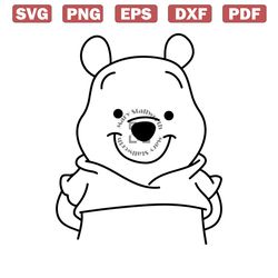 cod982-winnie the pooh svg, winnie the pooh clipart, outline, cutting files, pooh face svg, bear png, shirt