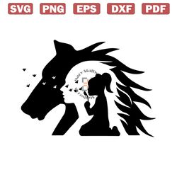horse woman girl silhouette svg | horses svg | farm animal stencil t-shirt clipart vector graphics | cricut cut file