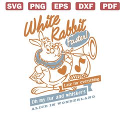 retro alice in wonderland white rabbit faster svg