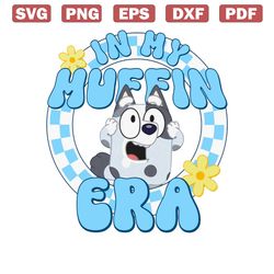 retro in my muffin era bluey character png
