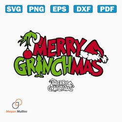 merry grinchmas ornament hand grinch santa hat | layered svg clipart images digital download sublimation cricut cut file