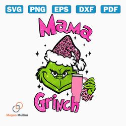 glitter mama grinch christmas png sublimation download