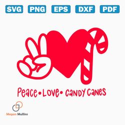 heart peace love candy canes svg