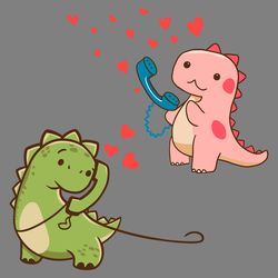 kawaii dinosaur couple dinosaur matching gift for couple svg