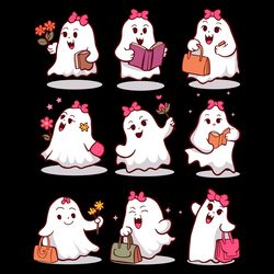 pink ghost png ghost collage halloween cute pink reading ghost svg