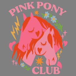 retro pink pony club floral horse svg digital download files