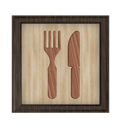 fork and knife plaque for kitchen stl files for cnc or 3d printing