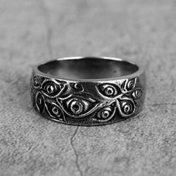 demon eyes ring stainless steel men's punk ring retro gothic ring biker metal jewellery father's day gift