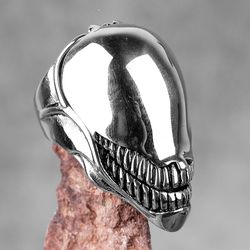 alien ring, xenomorph ring, silver alien jewelry, punk ring, men jewelry alien xenomorph, predator ring