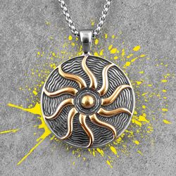 god of the sun necklace. apollo necklace. stainless steel pendant. apollo symbol. greek god. sun god necklace