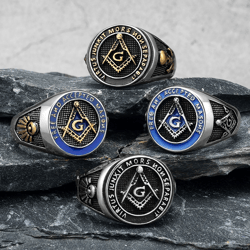 masonic ring. stainless steel mason ring. mason emblem signet. freemason rings
