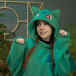 custom bulbasaur pokemon inspired hoodie