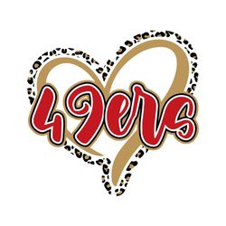 49ers heart leopard pattern svg digital download