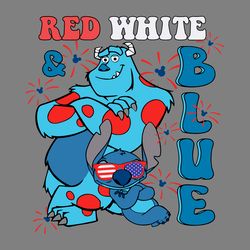 sully monster inc and stitch red white blue svg