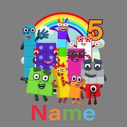personalized numberblocks kids 5th birthday png
