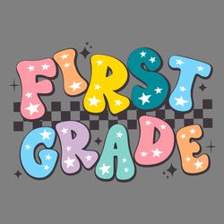 checkered first grade first day of school svg