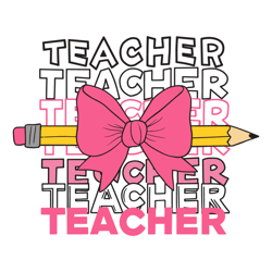 groovy teacher pink ribbon bow svg digital download files