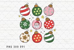 christmas ball png file, retro ornament sublimation, santa, floral flowers christmas png, instant digital download