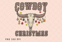 cowboy christmas png file, retro christmas sublimation, cow skull, christmas bull western design, instant digital downlo