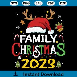 retro family christmas 2023 santa hat svg