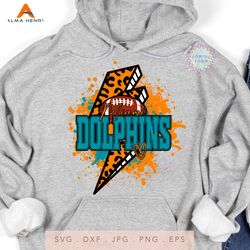 miami dolphins football lighting leopard svg