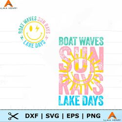 boat waves sun rays lake days svg